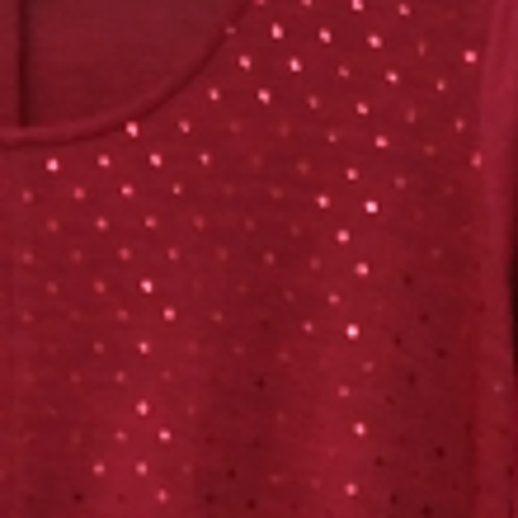 Women's Red Sparkly Top Size Large 3/4 Sleeve Scoop Neck Studio Works - Picture 2 of 6